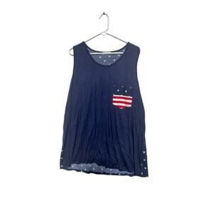 Chic Soul "Red, White, And Beautiful" Tank Navy - Size 2X